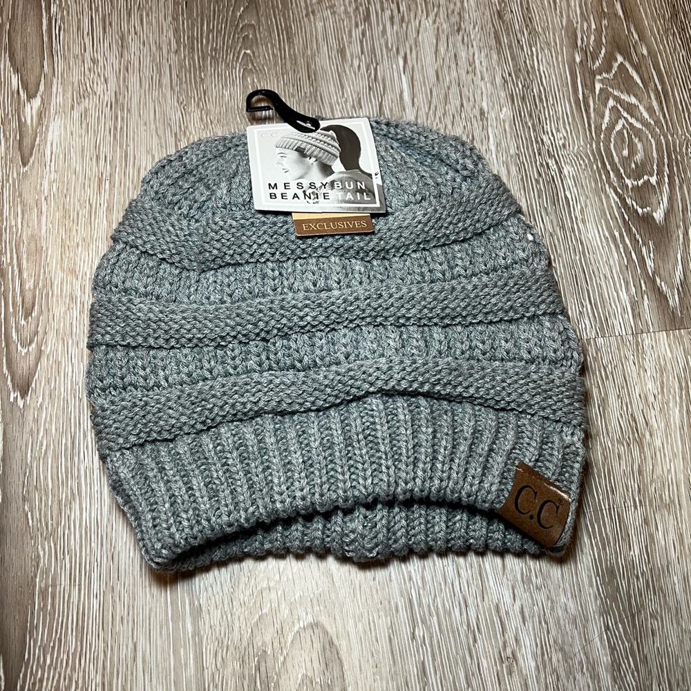 C.C Gray Cable-Knit Winter Hat